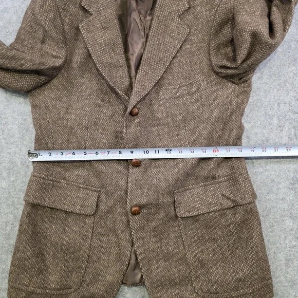 Vintage Chaps Ralph Lauren Blazer Mens 40? Brown Herringbone Wool Tweed Coat USA